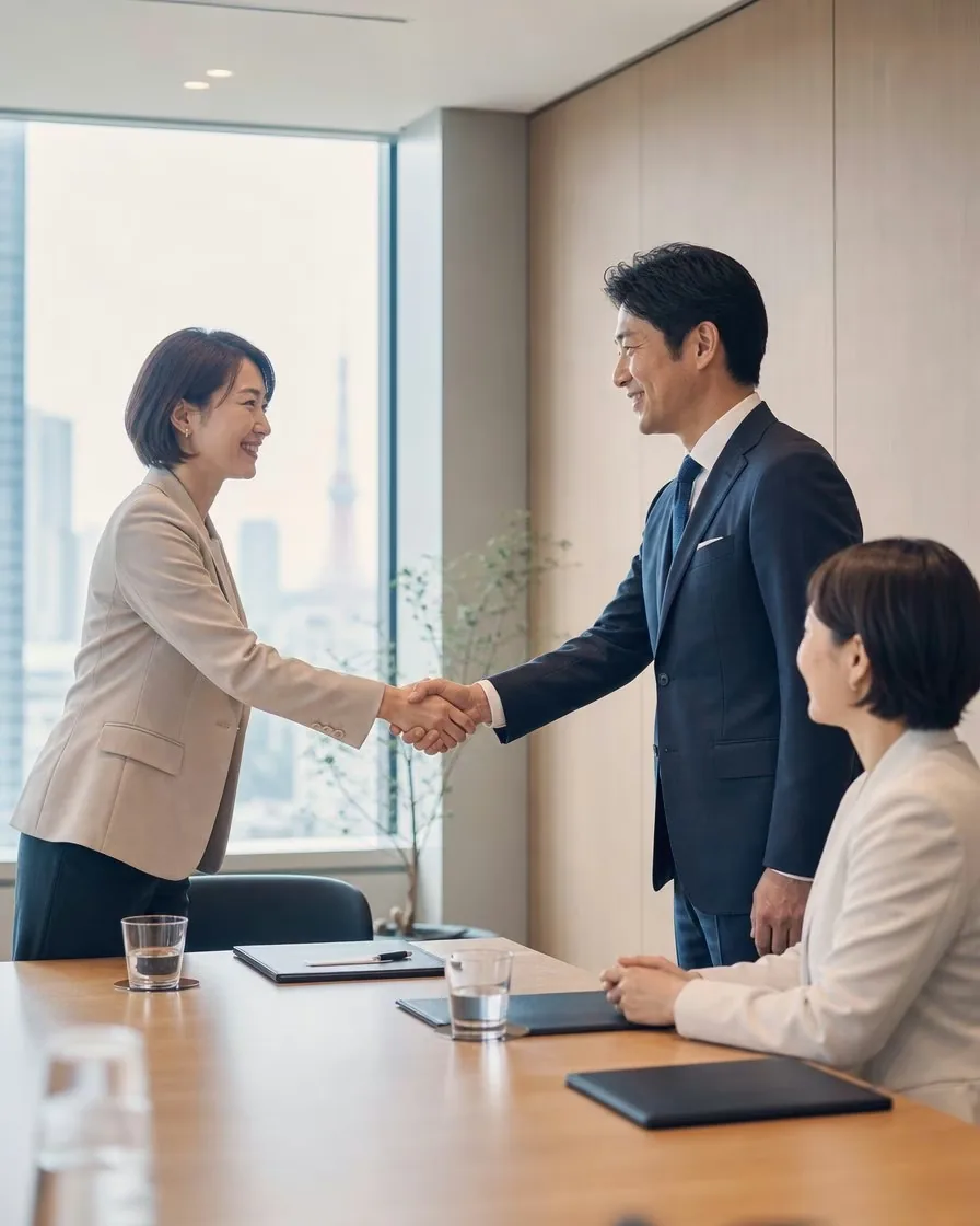 企業側と対面する候補者