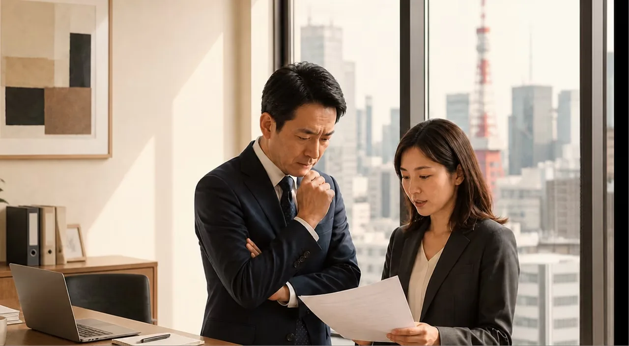 オフィスで採用責任者とコンサルタントが話している